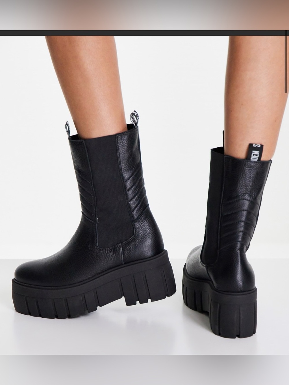 Steve Madden Black Platform Lace-Up Chelsea Boots